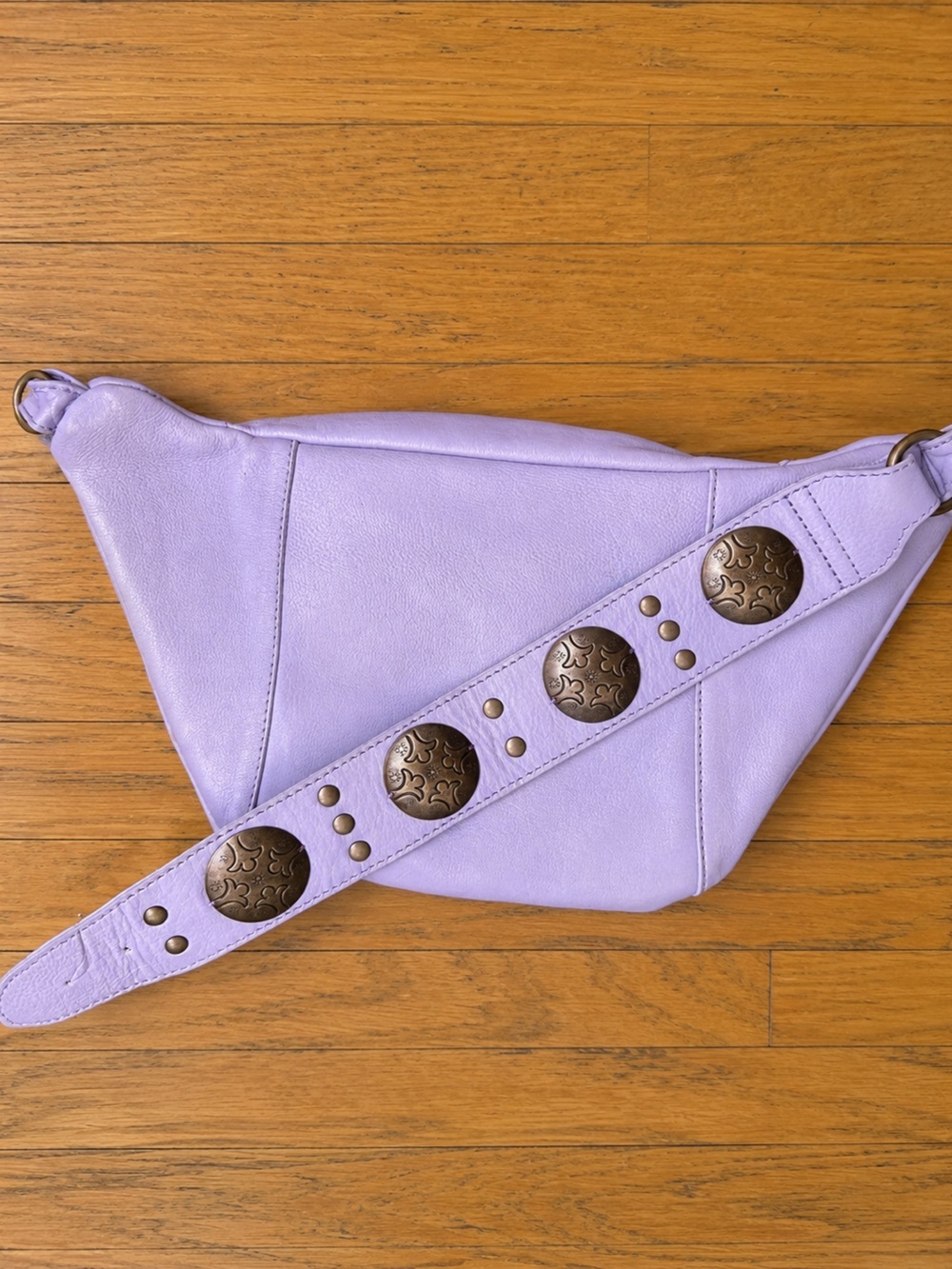 *NEW* Free People Wilder Embellished Sling Leather Bag, Lavender Purple - Picture 4 of 6